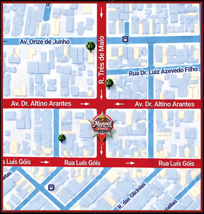 Mapa ilustrado: Manoel Burger na Rua Três de Maio, 415